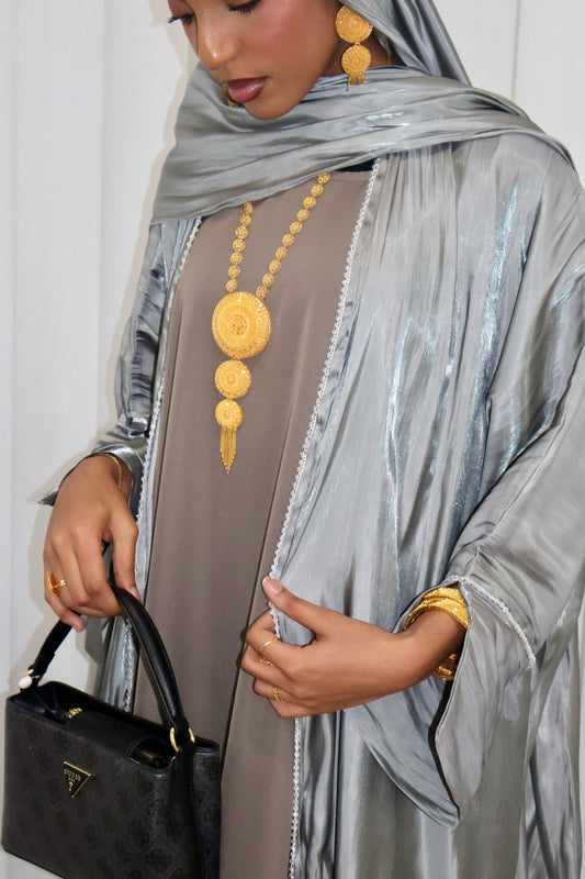 Loujain Luxe Abaya | Grey Cloud