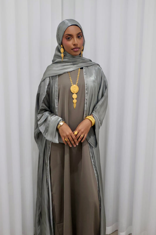 Loujain Luxe Abaya | Grey Cloud